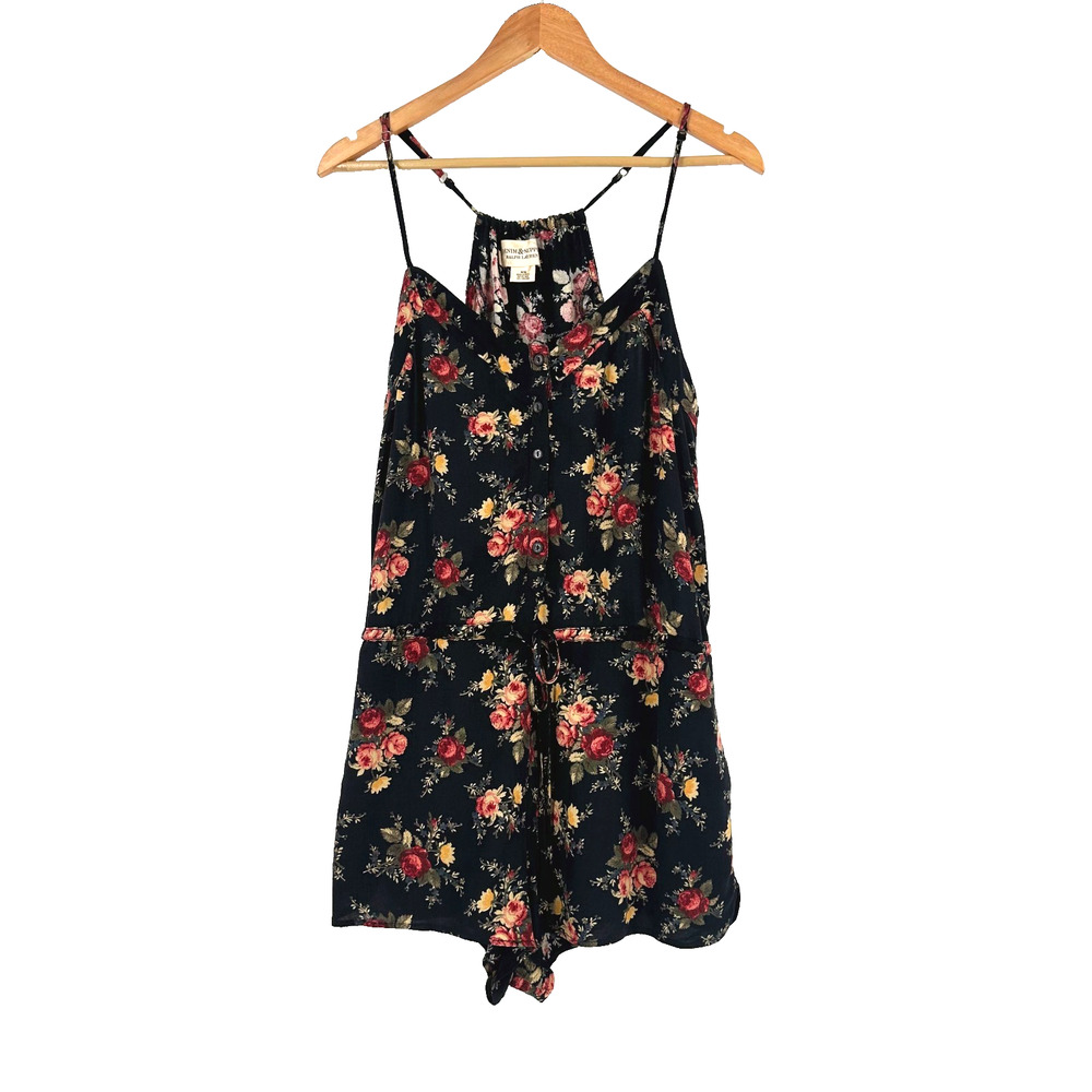 Ralph Lauren Denim & Supply Dark Floral Romper Medium Cottagecore Y2K Boho